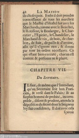Chap. VII. Du Secretaire