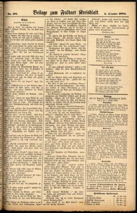 Zweite Ausgabe vom Samstag, den 09. Oktober 1880.