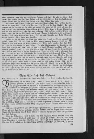 Vom Überfluß des Lebens