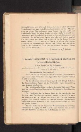 II. Von der Universität im Allgemeinen und von den Universitätsinstituten.