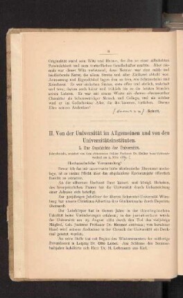 II. Von der Universität im Allgemeinen und von den Universitätsinstituten.