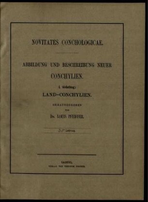 Novitates conchologicae. Abbildung und Beschreibung neuer Conchylien I. Abtheilung: Land-Conchylien. 35. Lieferung.