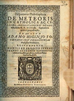 Disputatio Philosophica De Meteoris
