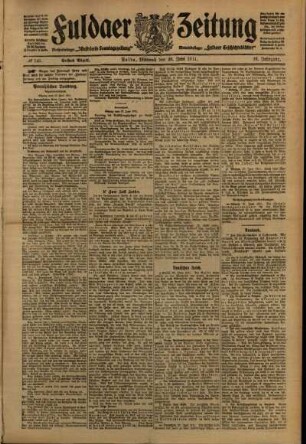 Erste Ausgabe vom Mittwoch, den 28. Juni 1911.