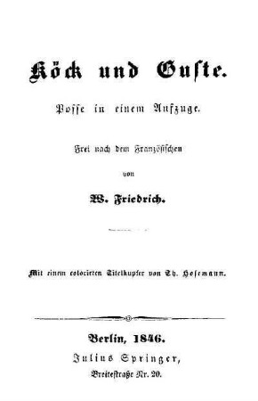 Köck und Guste : Posse in einem Aufzuge