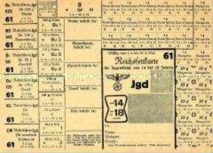Lebensmittelkarten - Reichsfettkarte Jgd 61 für Jugendliche von 14 bis 18 Jahren