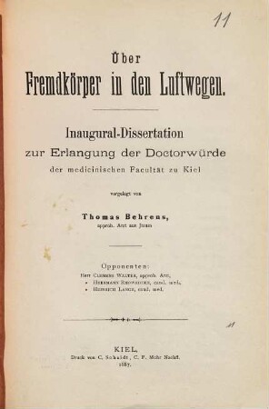 Über Fremdkörper in den Luftwegen