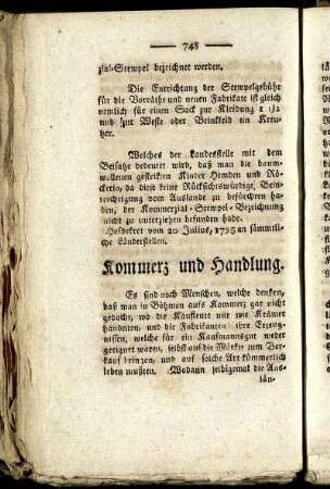 Kommerz und Handlung.