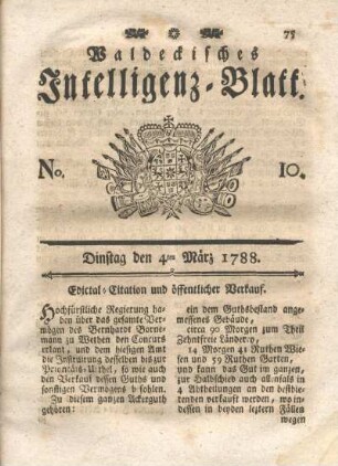 No. 10. Dinstag den 4ten März 1788