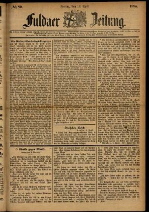 Ausgabe vom Freitag, den 10. April 1885.