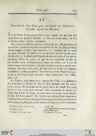 XV.Description d’un Vase grec sur lequel est représentée Ariadne, épouse de Bacchus