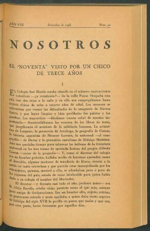 El "Noventa" visto por un chico de trece años