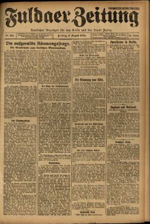 Erste Ausgabe vom Freitag, den 08. August 1924.