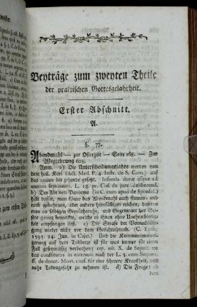 Erster Abschnitt. A. - Zweyter Abschnitt. B.