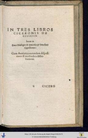 In tres libros Ciceronis de officiis.