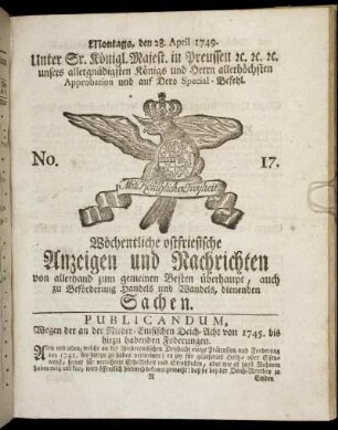 No. 17. Montags, den 28. April 1749.