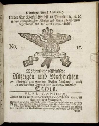 No. 17. Montags, den 28. April 1749.