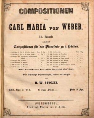 Compositionen von Carl Maria von Weber. 2, Compositionen für das Pianoforte zu vier Händen : in 14 Nummern