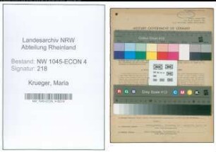 Entnazifizierung Maria Krueger , geb. 20.08.1904 (Kauffrau)