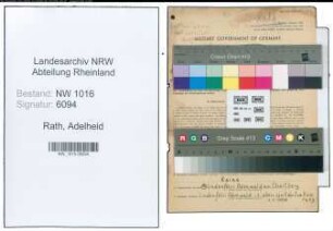 Entnazifizierung Adelheid Rath , geb. 23.11.1901 ()