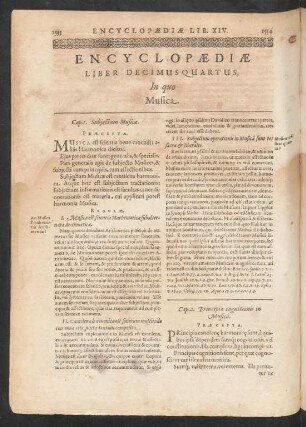 Encyclopaediae Liber Decimusquartus, In quo Musica.