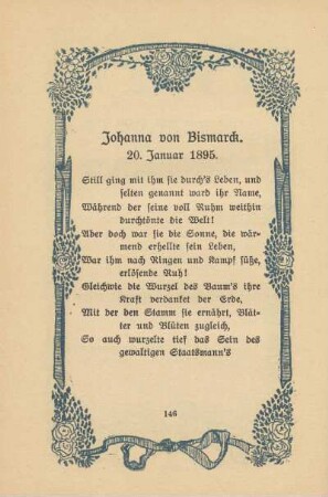 Johanna von Bismarck. 20. Januar 1895