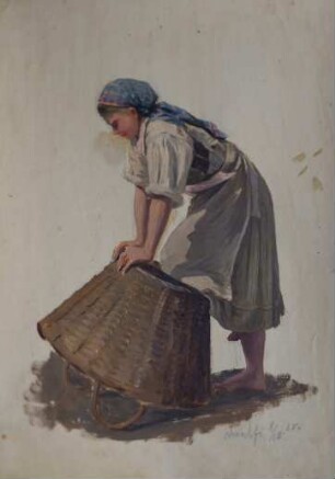 Italienisches Mädchen mit großem Korb