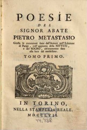 Poesie del Signor Abate Pietro Metastasio, 1