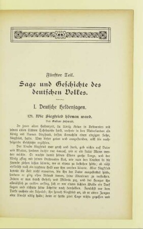 Fünfter Teil. Sage und Geschichte des deutschen Volkes