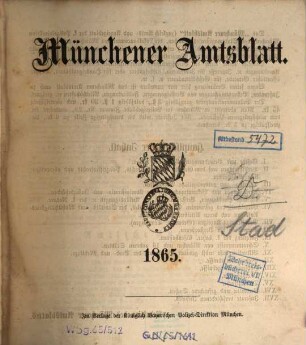 Münchener Amtsblatt. 1865