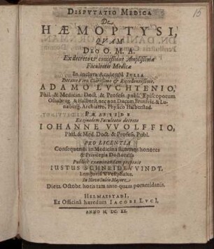 Disputatio Medica De Haemoptysi