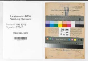 Entnazifizierung Emil Inderelst , geb. 11.01.1902 (Bahnsekretaer)