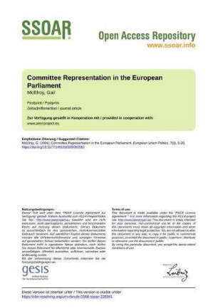 Committee Representation in the European Parliament