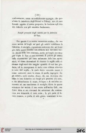Luoghi prescelti dagli antichi per le fabbriche de' Vasi