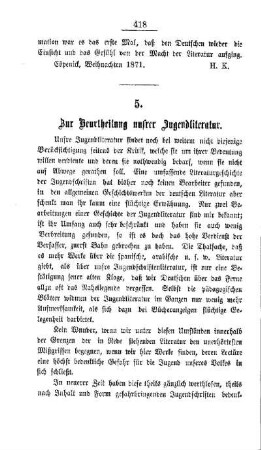 Zur Beurtheilung unsrer Jugendliteratur