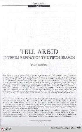12: Tell Arbid : interim report of the fifth season