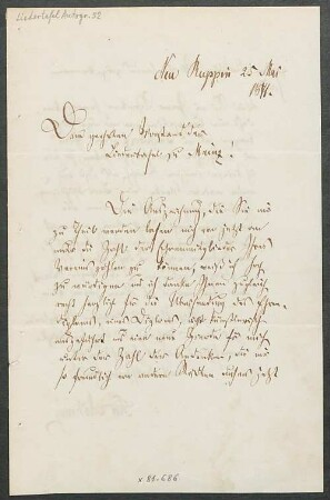 Brief von Ferdinand Möhring an Mainzer Liedertafel
