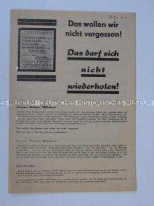 Propagandaflugblatt der KPD zur Volksbefragung gegen die Remilitarisierung