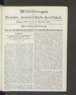 Beilage zu Stück 21 vom 25. November 1898.
