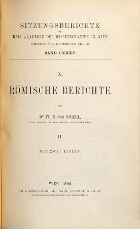 Römische Berichte, 2