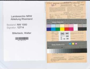 Entnazifizierung Walter Billerbeck, geb. 18.08.1890 (Bankangest.)