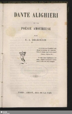 Dante Alighieri ou la Poésie amoureuse : Ou la poésie amoureuse