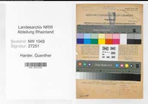 Entnazifizierung Guenther Harder , geb. 03.03.1914 (Bahnsekretaer)