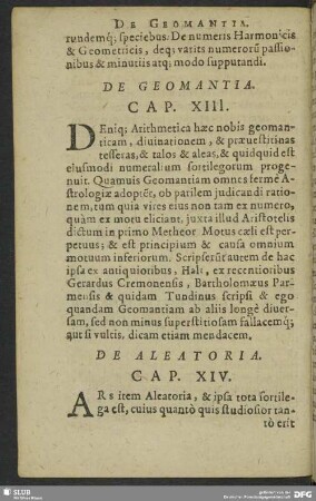 De Geomantia. Cap. XIII.