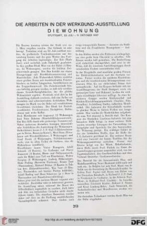 2: Die Arbeiten in der Werkbund-Ausstellung Die Wohnung : Stuttgart, 23. Juli - 9. Oktober 1927