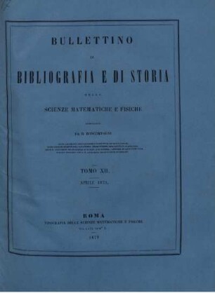 Tomo XII. Aprile 1879.