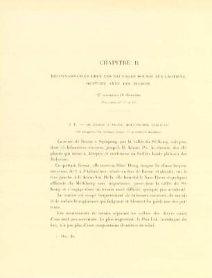 Chapitre II. Reconnaissances chez les sauvages soumis aux Laotiens. Rupture avec les Siamois