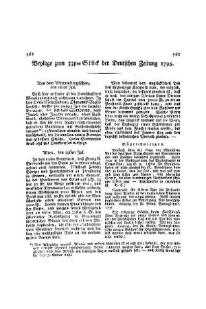 Beylage zum 33ten Stück der Deutschen Zeitung 1795