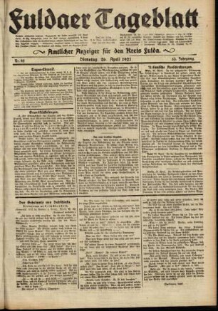Ausgabe vom Dienstag, den 26. April 1921.