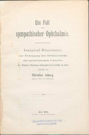 Ein Fall von sympathischer Ophthalmie